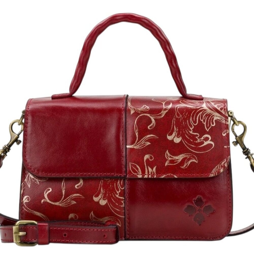 Patricia Nash Garnet Red Leather Crossbody Top Handle Bag